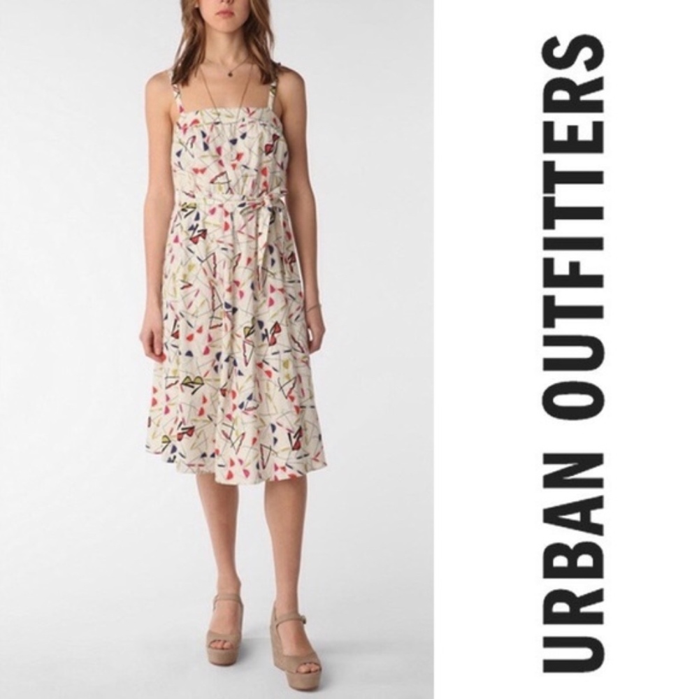 UO Cooperative tie waist glasses print dress